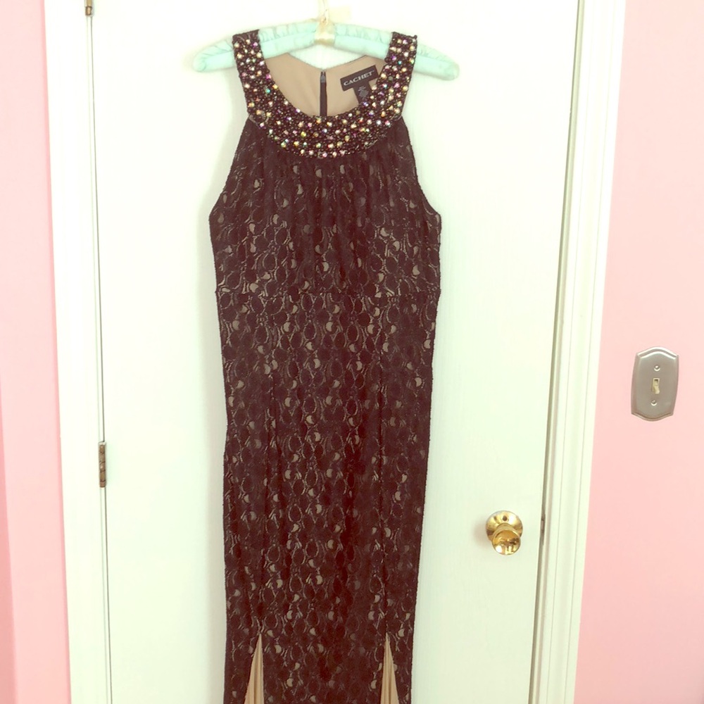 NWT Cachet Black Lace Formal Dress SZ 16